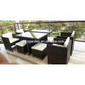 9 Stück Günstige Outdoor PE Wicker Rattan Gardern Möbel Esstisch Terrasse Würfel Sets